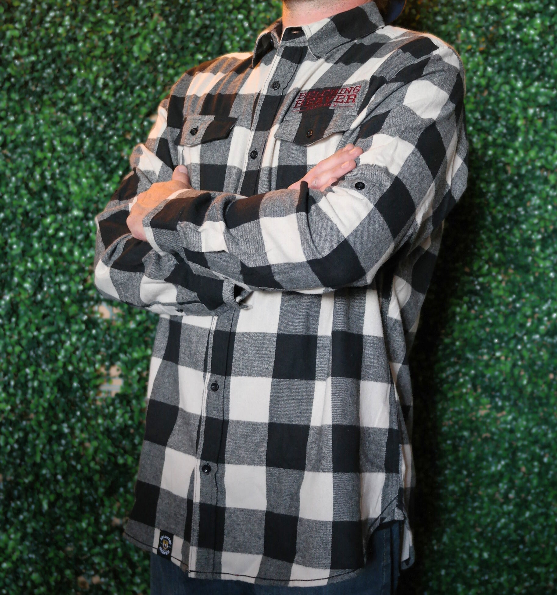 Buffalo Plaid Ecru/Black Flannel Belching Beaver Brewery Buffalo Plaid Ecru/Black Flannel Belching Beaver Brewery