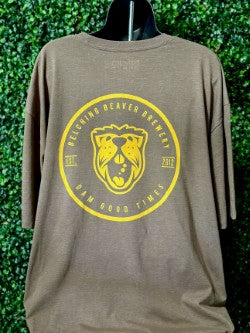 Heather Brown and Yellow Logo T-shirt